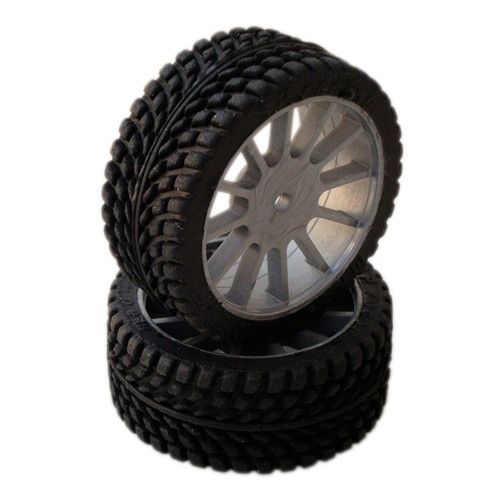 1/10 GT Sport/Rally gumy nalepené gumy, šedé disky, 2ks. SP RACING