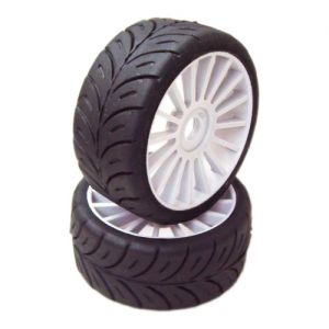 1/8 GT Sport gumy HARD nalepené gumy, šedé disky, 2ks.