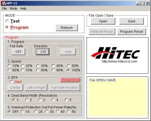 HPP-21 Tester a programátor digitálních serv s PC rozhraním (mini-USB) Hitec